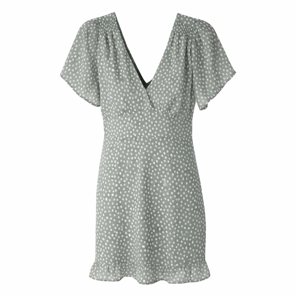 Abercrombie & Fitch Polka Dot Chiffon Ruffle Sleeve Dress